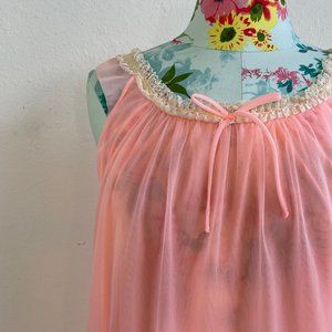 Vintage Pink Peek-a-Boo Chiffon Nightie